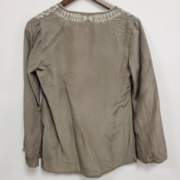 Sundance Womens Silk Embroidered Top Size XS Brown Boho Gypsy Artsy Lightweight - Picture 3 of 9